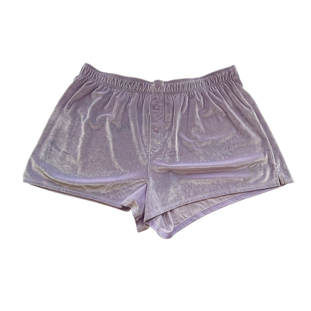 PINK Victoria's Secret Sleep Shorts Sz XL Lavender Velvet Rhinestone Loungewear